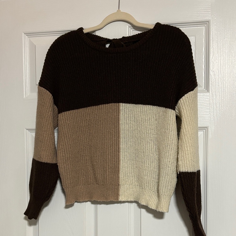 Mine Colorblock Sweater - Black, Tan, and Cream